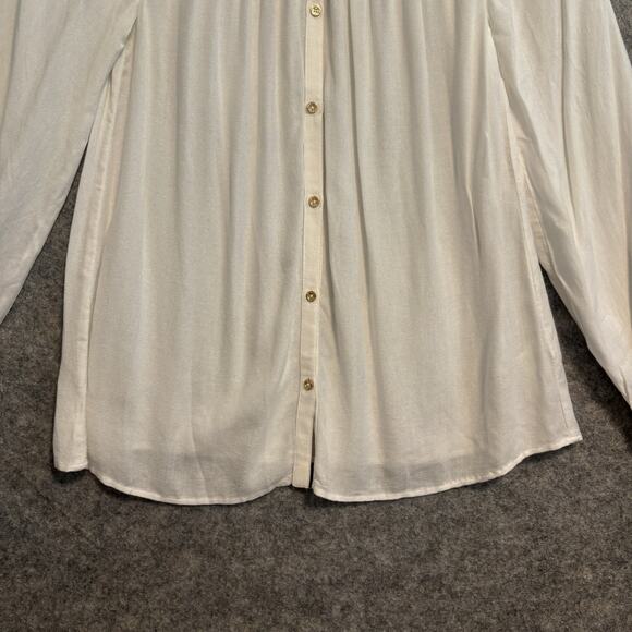 Lilly Pulitzer Blouse Womens Small Ivory Long Sleeve Boho Top Shirt - Picture 3 of 14